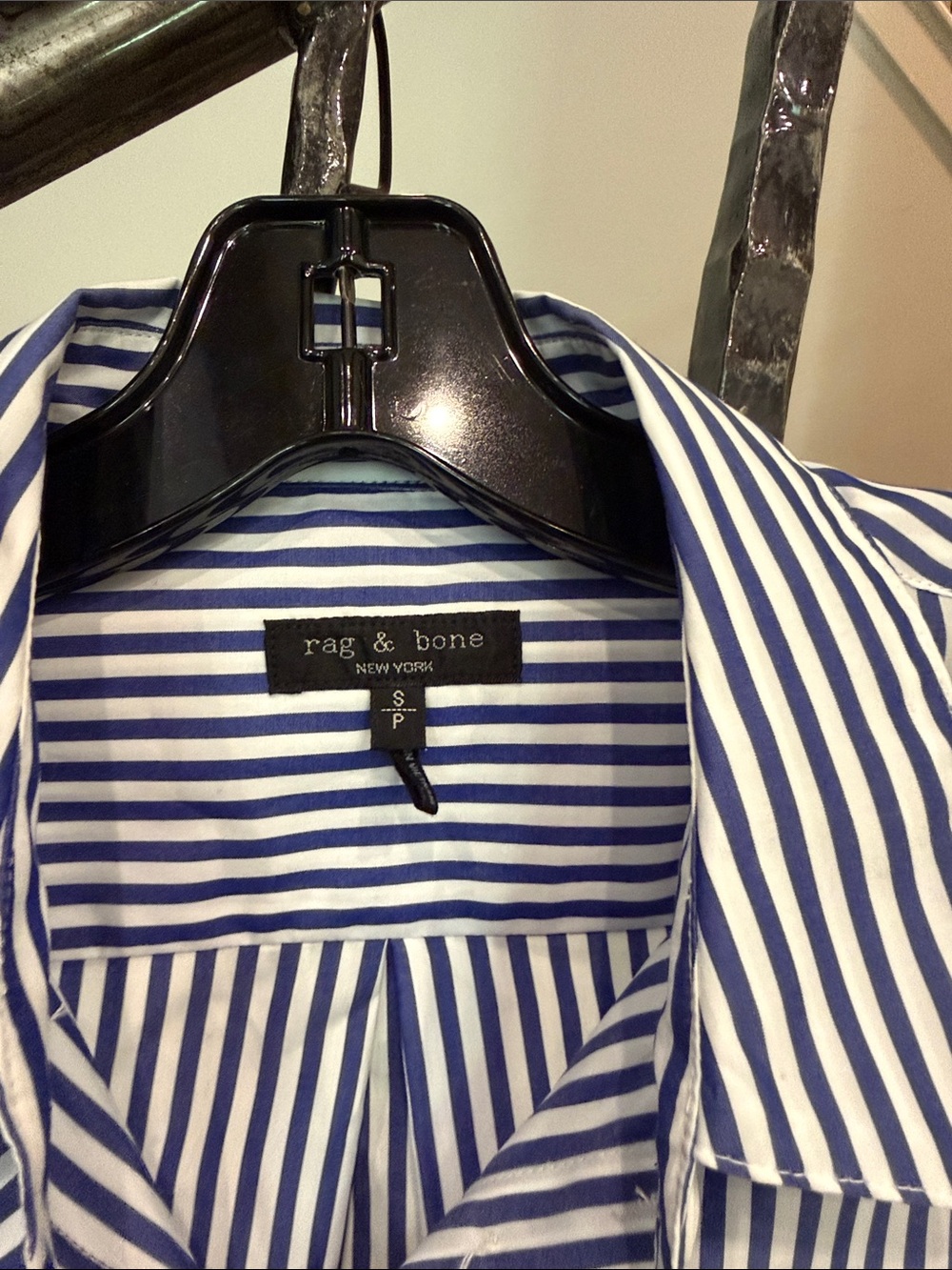 rag & bone Blue and White Vertical Stripe Button-Down Shirt - Picture 2 of 6